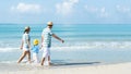 Happy family summer sea beach vacation. Asia youngÃÂ people lifestyle travel enjoy fun and relax Royalty Free Stock Photo